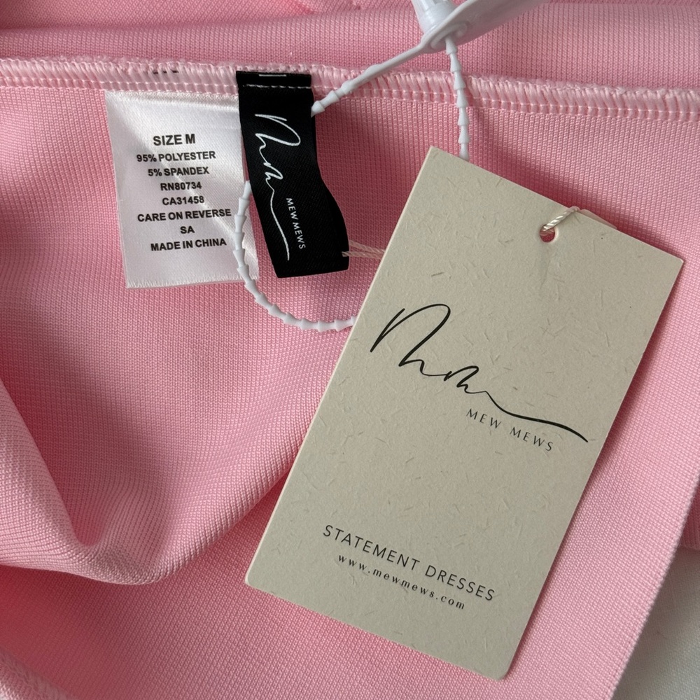 NWT Mew Mews Arushi | Chic Strapless Pink Flower Bandage Dress - Picture 2 of 13